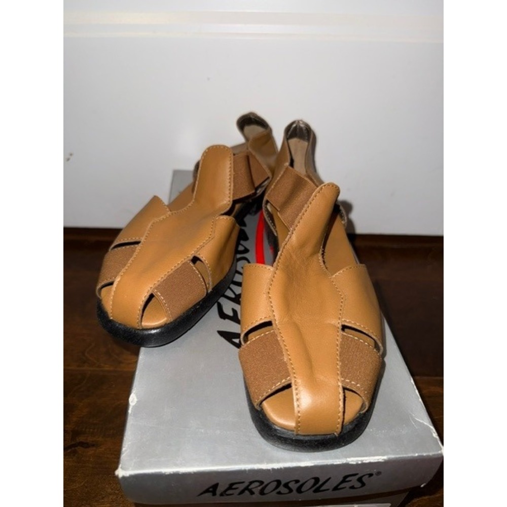 Aerosoles New 4 Give Tan Softy Leather Fisherman Sandals Womens 5.5